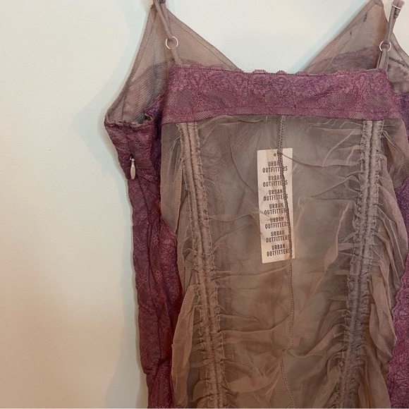 Urban Outfitters UO Marina Sheer Ruched Monochromatic Purple Mini Dress M NWT - Picture 16 of 16